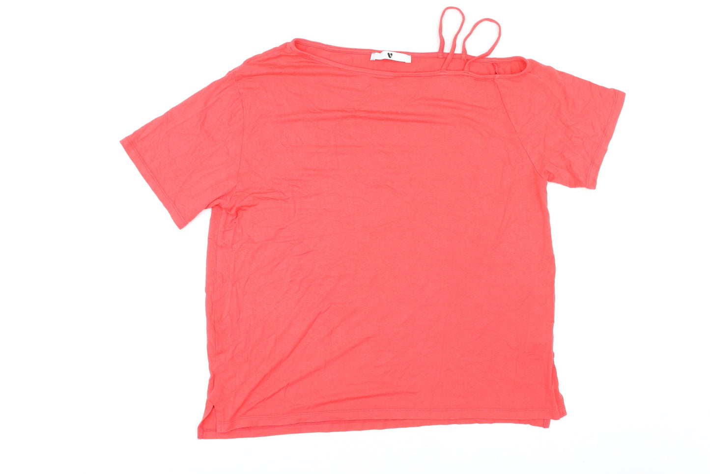 Womens UK Size 12 Very Red Basic T-Shirt
