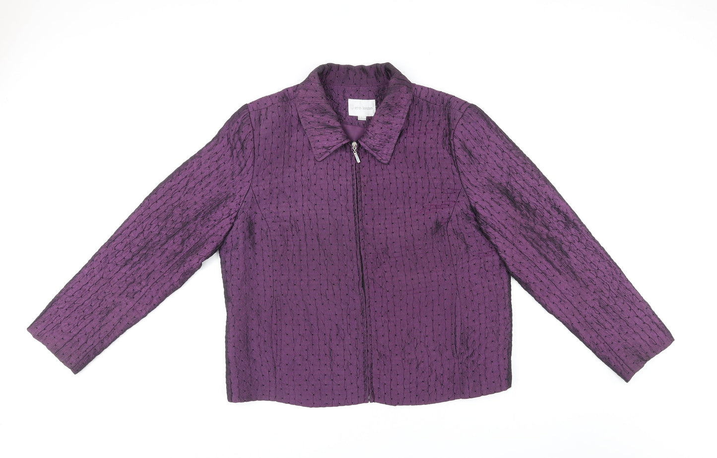 Erin London Womens Purple Geometric Jacket Size L Zip
