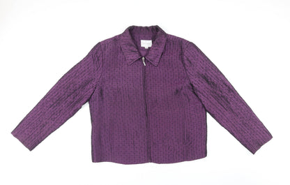 Erin London Womens Purple Geometric Jacket Size L Zip