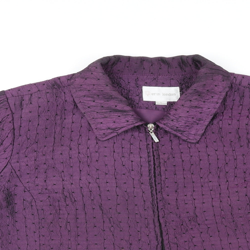 Erin London Womens Purple Geometric Jacket Size L Zip