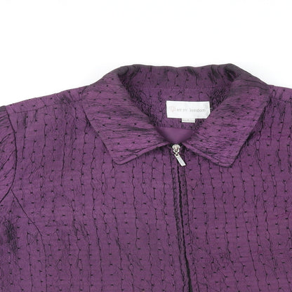 Erin London Womens Purple Geometric Jacket Size L Zip