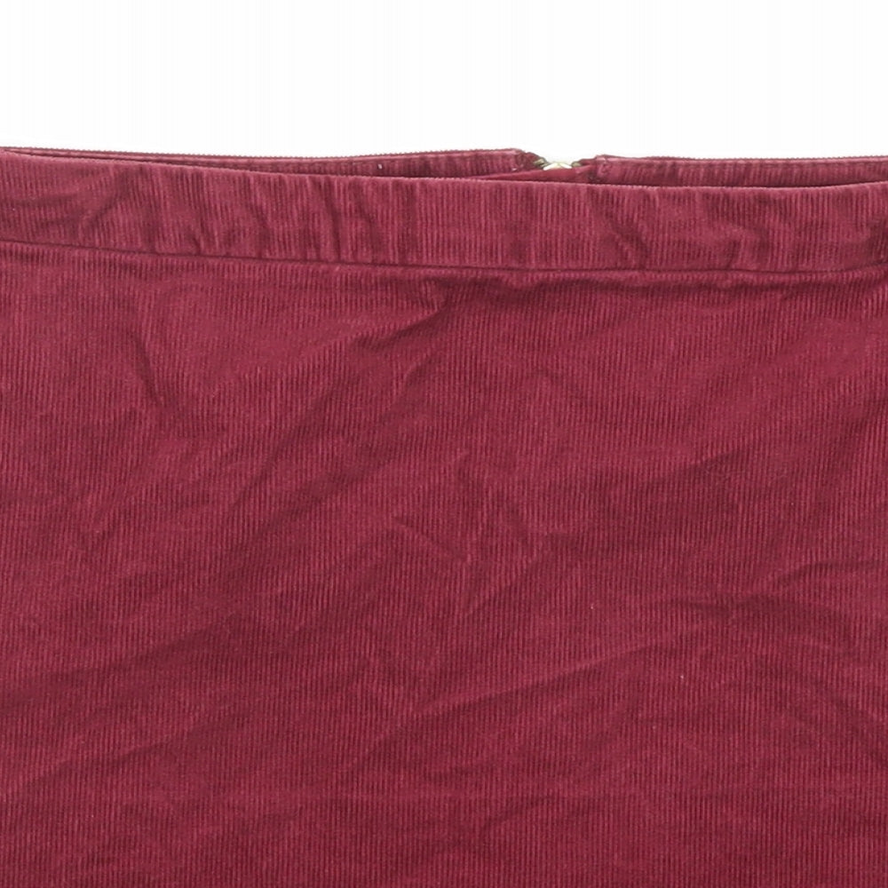 H&M Womens Purple Cotton A-Line Skirt Size 10 Zip