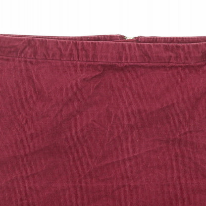 H&M Womens Purple Cotton A-Line Skirt Size 10 Zip