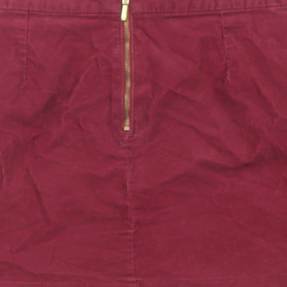 H&M Womens Purple Cotton A-Line Skirt Size 10 Zip