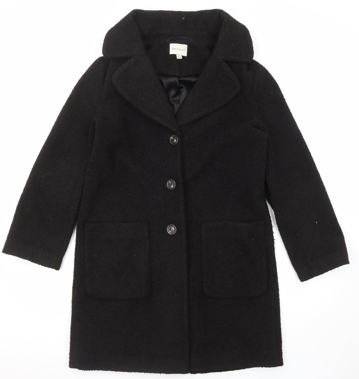 Womens UK Size 10 Warehouse Black Overcoat
