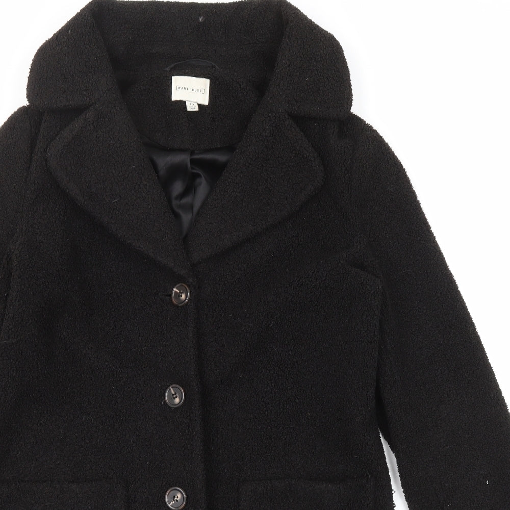 Womens UK Size 10 Warehouse Black Overcoat