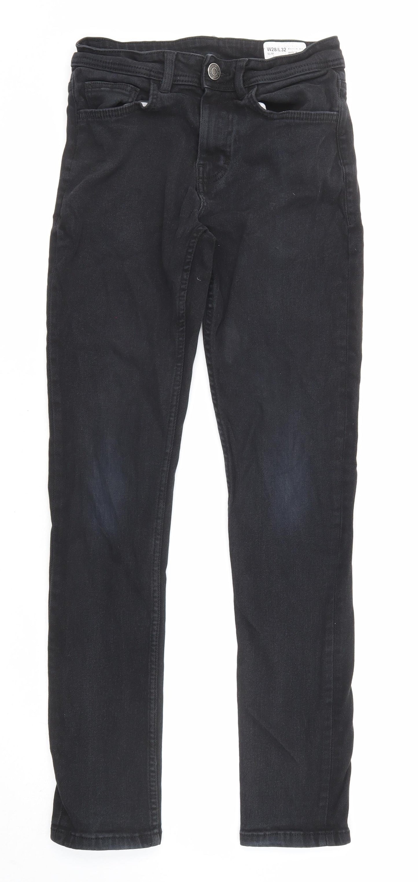 Denim & Co. Mens Black Cotton Tapered Jeans Size 28 in L32 in Regular Zip