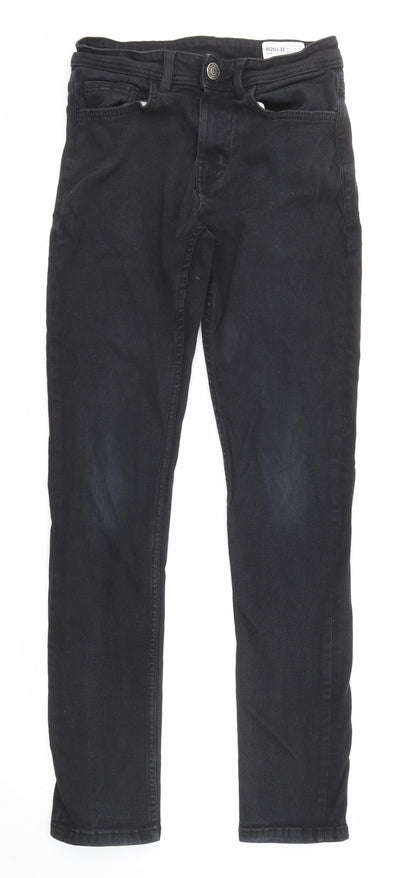 Denim & Co. Mens Black Cotton Tapered Jeans Size 28 in L32 in Regular Zip