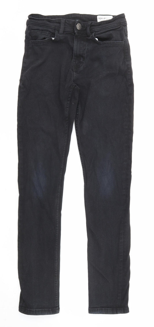 Denim & Co. Mens Black Cotton Tapered Jeans Size 28 in L32 in Regular Zip