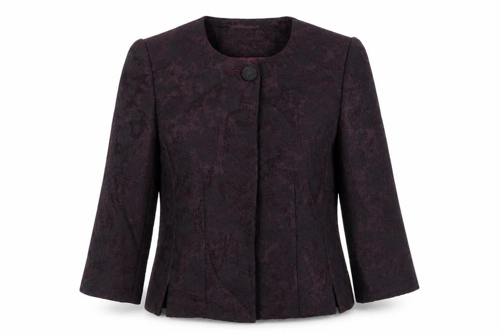 CC Womens Purple Geometric Jacket Blazer Size 10 Button