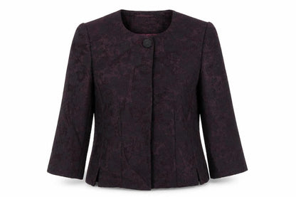 CC Womens Purple Geometric Jacket Blazer Size 10 Button