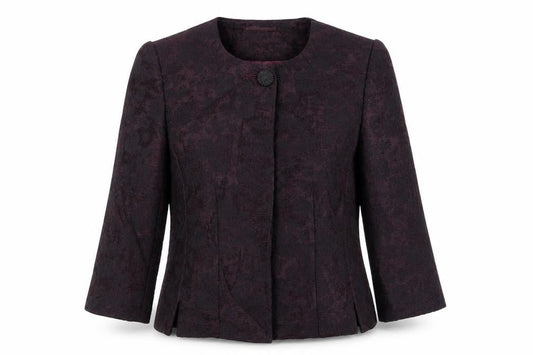CC Womens Purple Geometric Jacket Blazer Size 10 Button