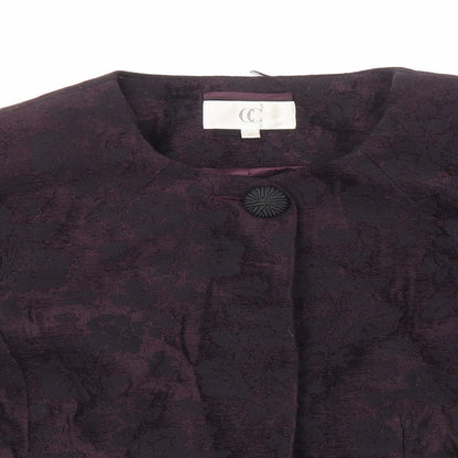 CC Womens Purple Geometric Jacket Blazer Size 10 Button