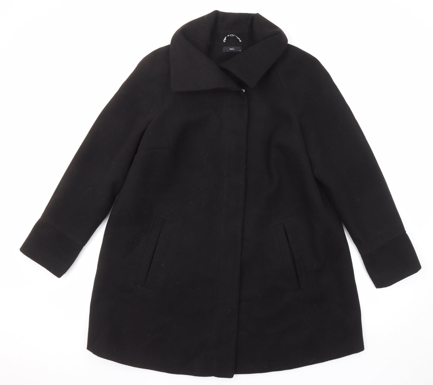 Womens UK Size 14 M&Co Black Overcoat