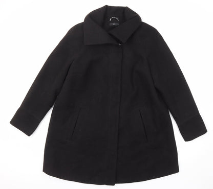Womens UK Size 14 M&Co Black Overcoat