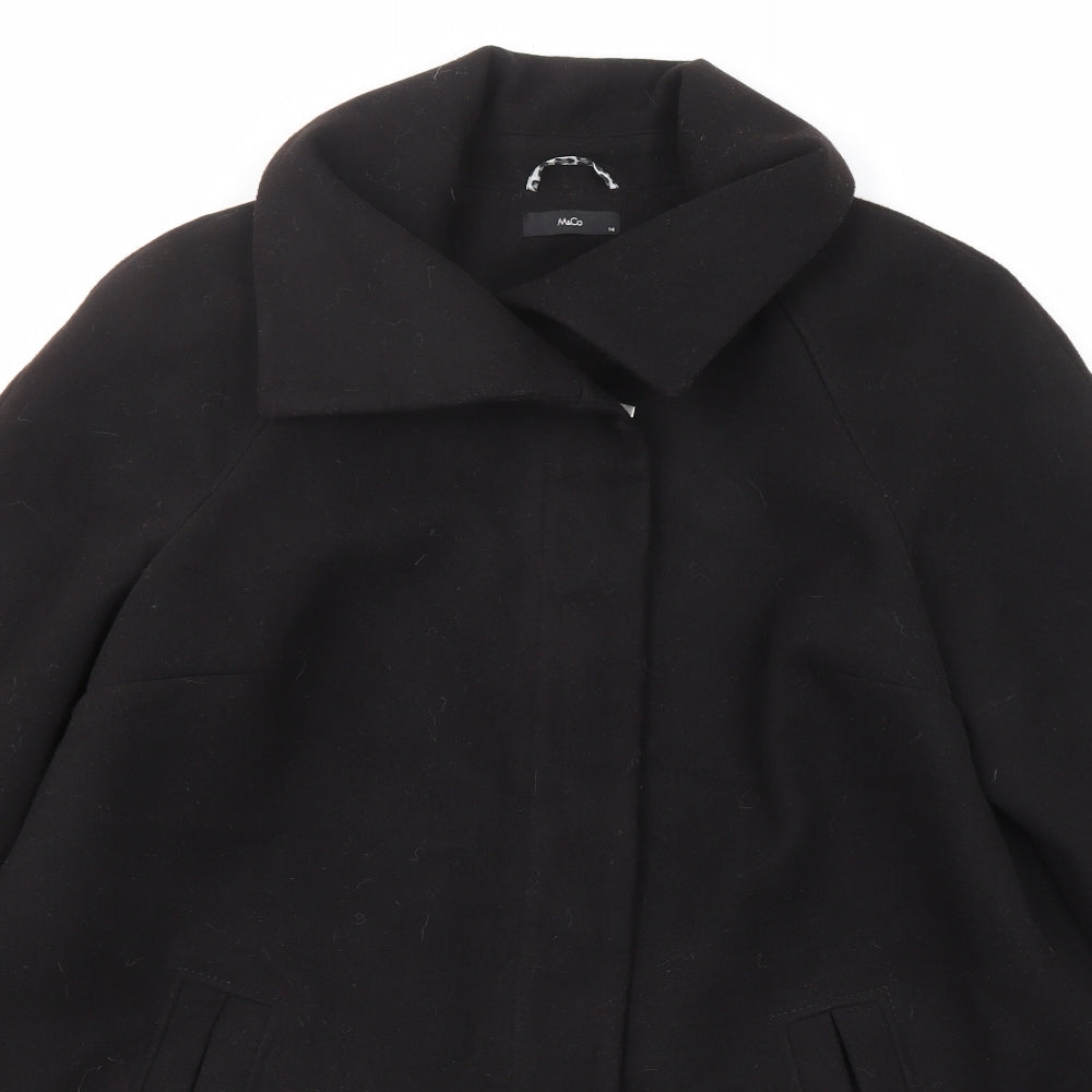 Womens UK Size 14 M&Co Black Overcoat