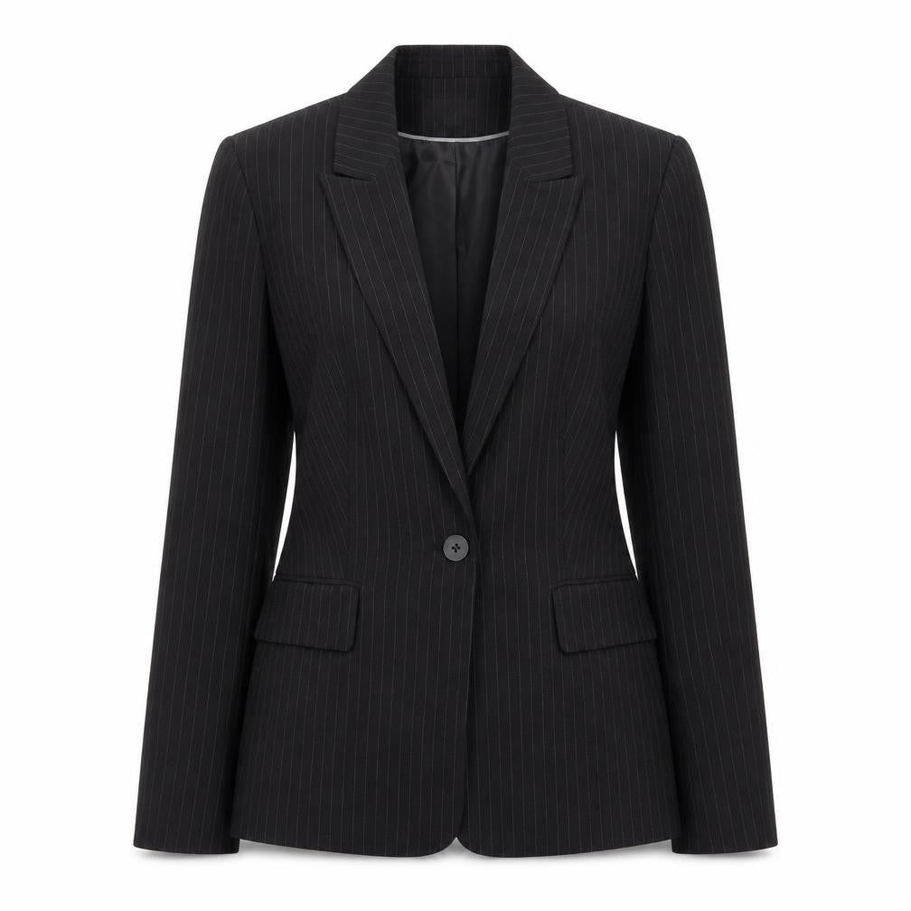 The Department Womens Black Striped Polyester Jacket Blazer Size 8