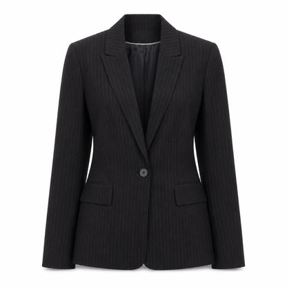 The Department Womens Black Striped Polyester Jacket Blazer Size 8