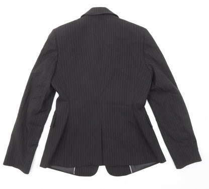 The Department Womens Black Striped Polyester Jacket Blazer Size 8