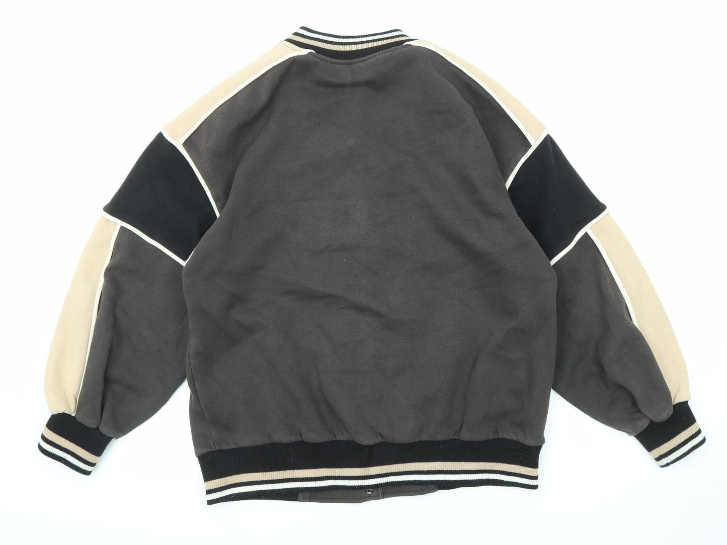 Divided by H&M Womens Grey Geometric Bomber Jacket Jacket Size 2XS Snap