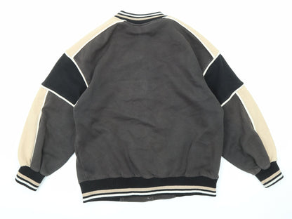 Divided by H&M Womens Grey Geometric Bomber Jacket Jacket Size 2XS Snap