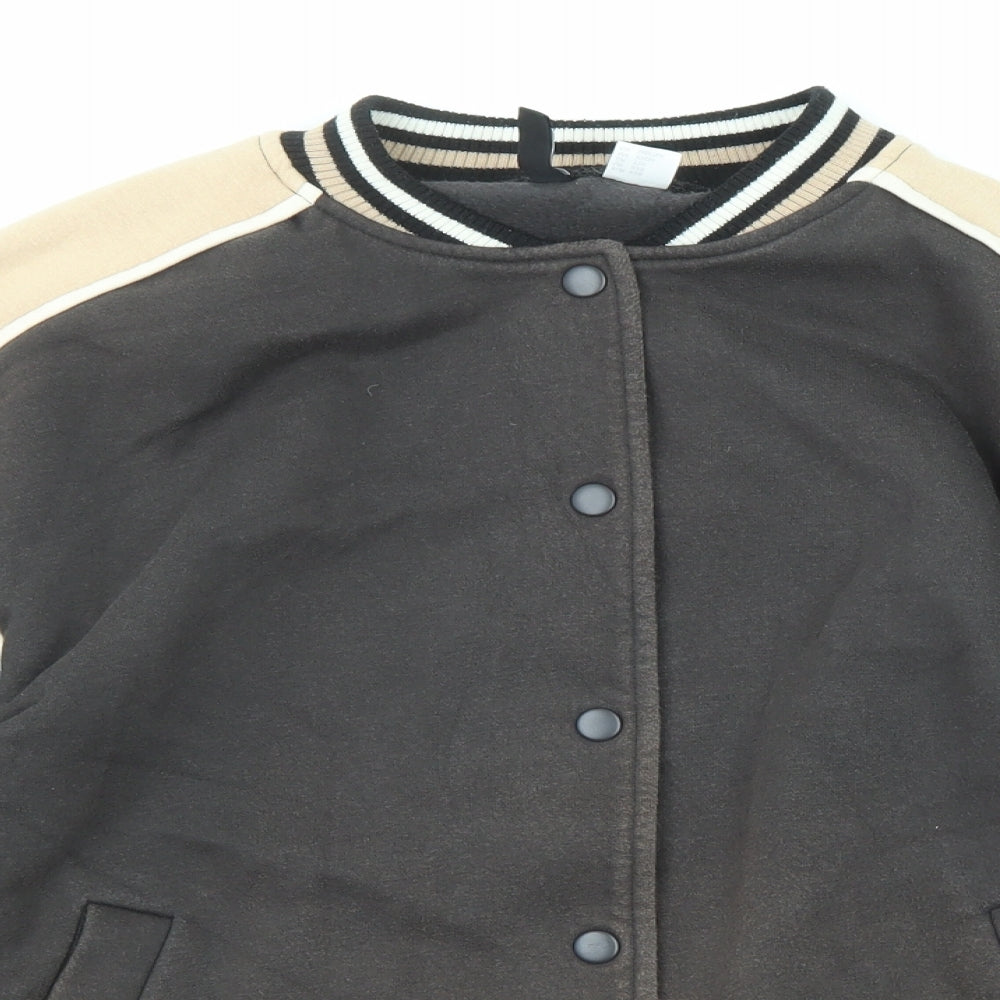 Divided by H&M Womens Grey Geometric Bomber Jacket Jacket Size 2XS Snap