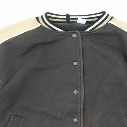 Divided by H&M Womens Grey Geometric Bomber Jacket Jacket Size 2XS Snap