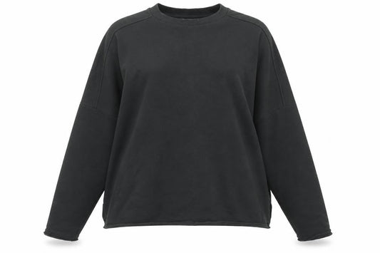 Front view of ASOS women’s black cotton pullover sweatshirt, size S, pullover