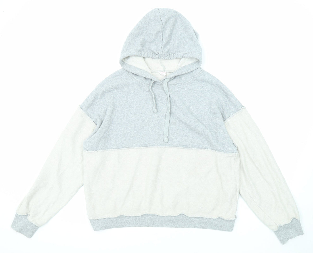 Juicy Womens Grey Colourblock Cotton Pullover Hoodie Size L Pullover