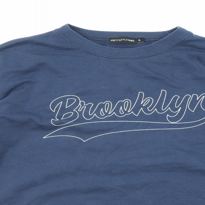 PRETTYLITTLETHING Womens Blue Cotton Pullover Sweatshirt Size S Pullover - Brooklyn