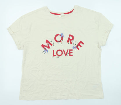 Womens UK Size M Marks and Spencer Beige Basic T-Shirt