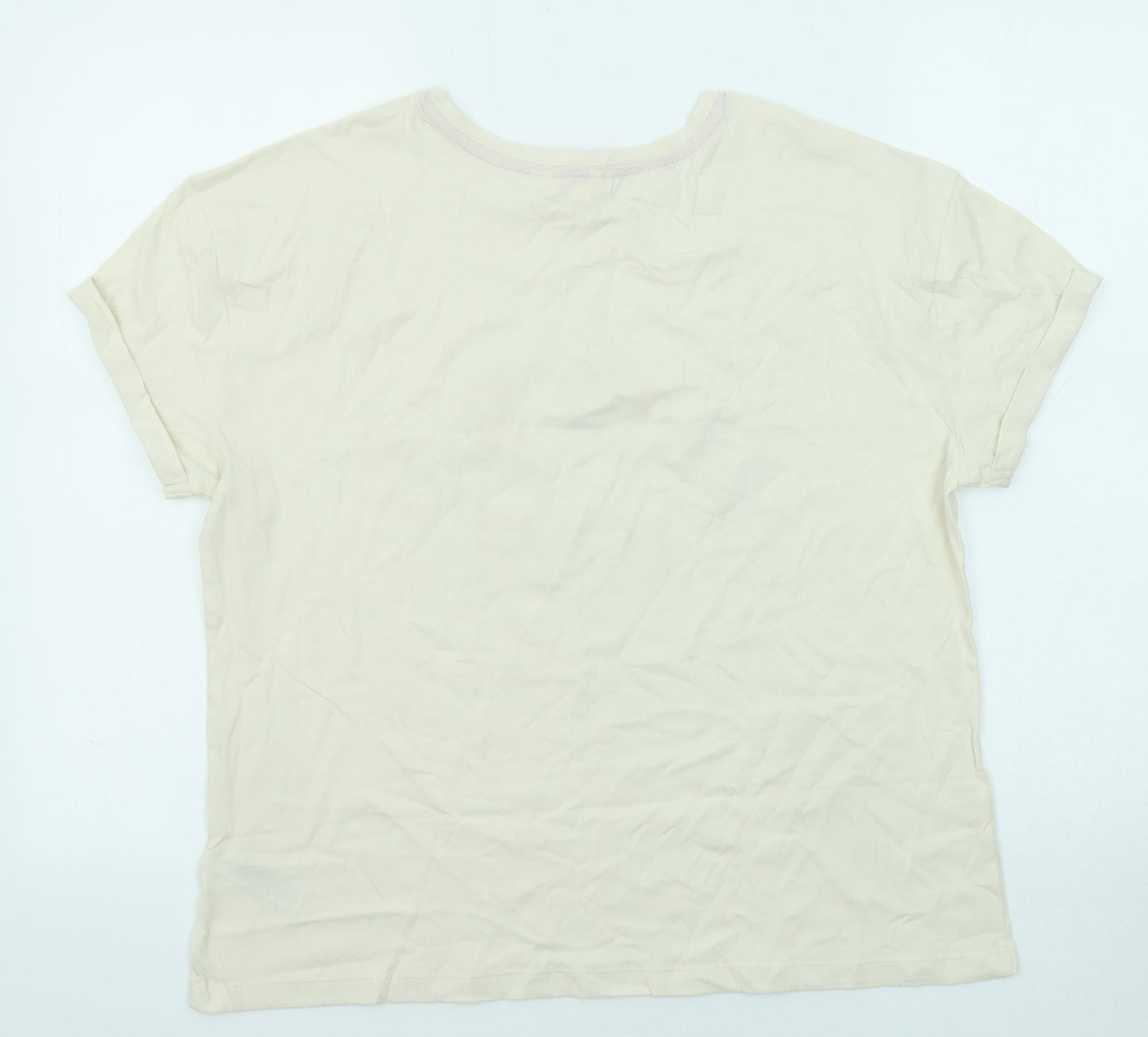 Womens UK Size M Marks and Spencer Beige Basic T-Shirt