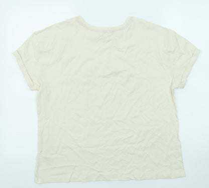 Womens UK Size M Marks and Spencer Beige Basic T-Shirt