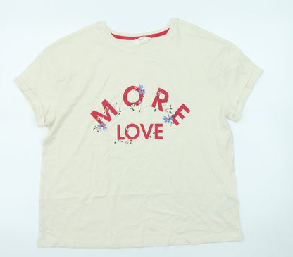 Womens UK Size M Marks and Spencer Beige Basic T-Shirt