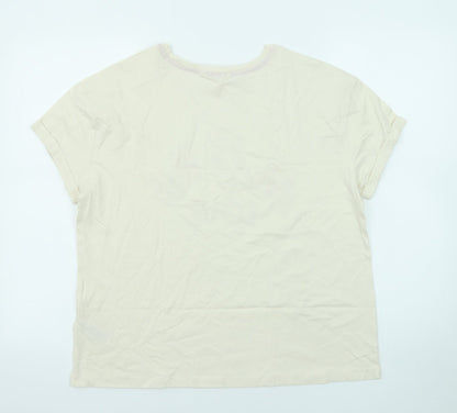 Womens UK Size M Marks and Spencer Beige Basic T-Shirt