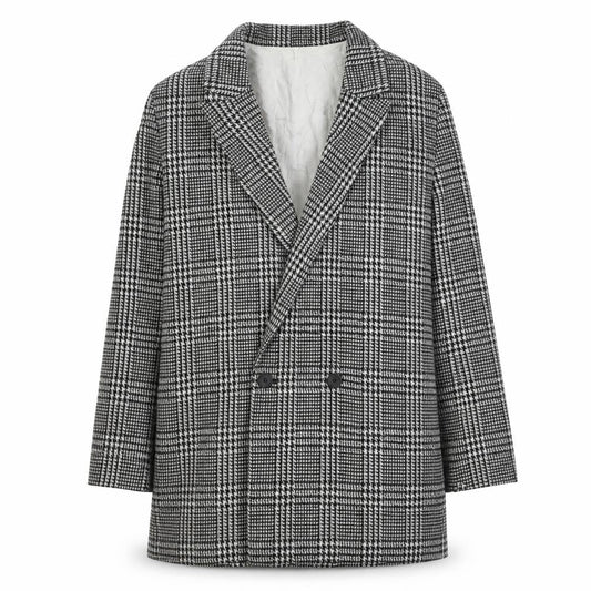 H&M Womens Grey Geometric Pea Coat Coat Size 12 Button