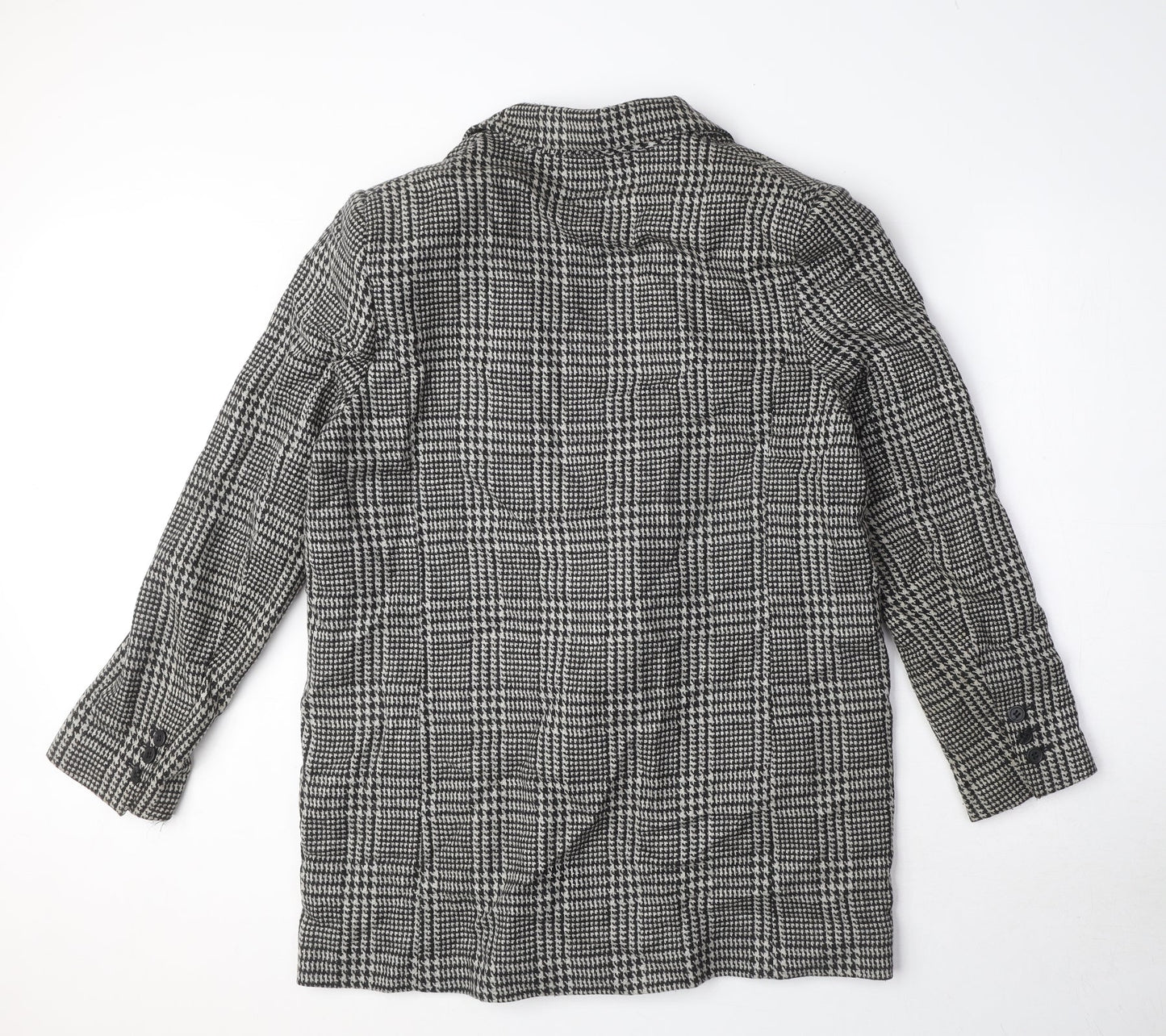 H&M Womens Grey Geometric Pea Coat Coat Size 12 Button