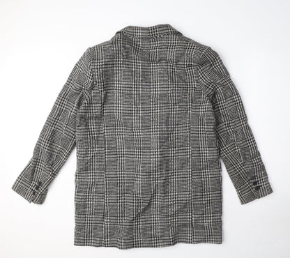 H&M Womens Grey Geometric Pea Coat Coat Size 12 Button