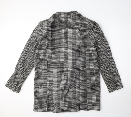 H&M Womens Grey Geometric Pea Coat Coat Size 12 Button