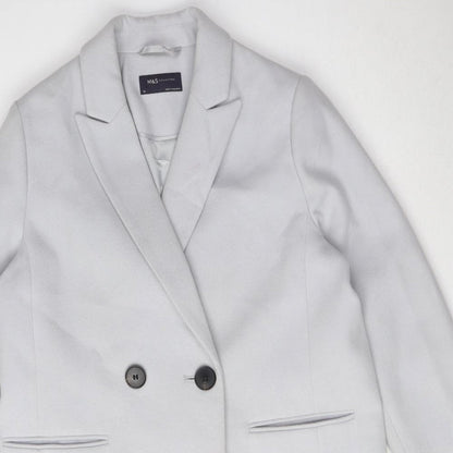 Marks and Spencer Womens Grey Overcoat Blazer Size 14 Button