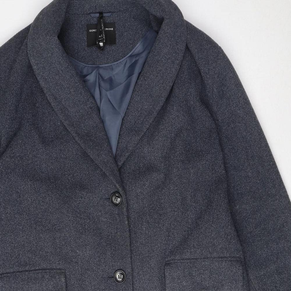 Womens UK Size 12 Dorothy Perkins Blue Overcoat