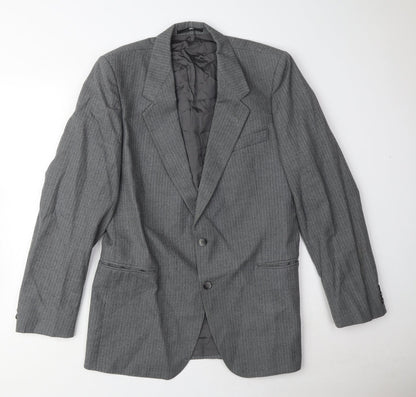Pierre Pascal Mens Grey Striped Polyester Jacket Suit Jacket Size 38 Regular
