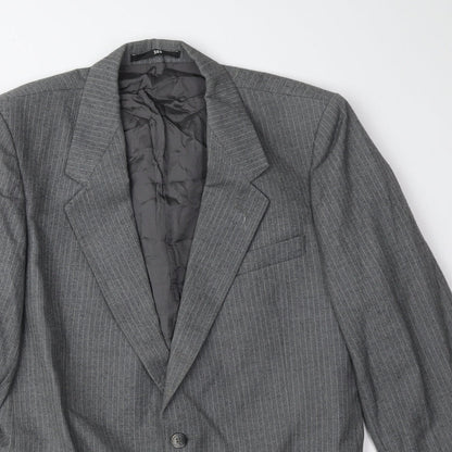 Pierre Pascal Mens Grey Striped Polyester Jacket Suit Jacket Size 38 Regular