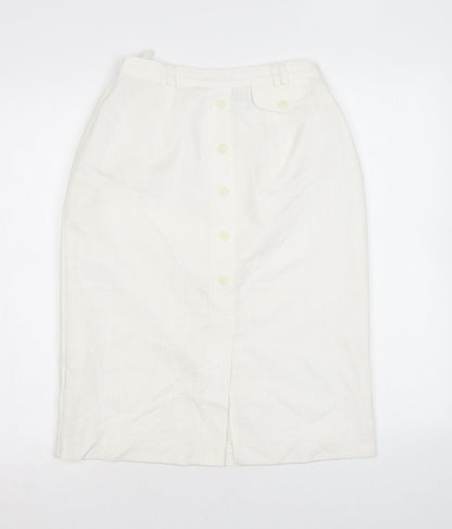 Berkertex Womens White Polyester Straight & Pencil Skirt Size 12 Button
