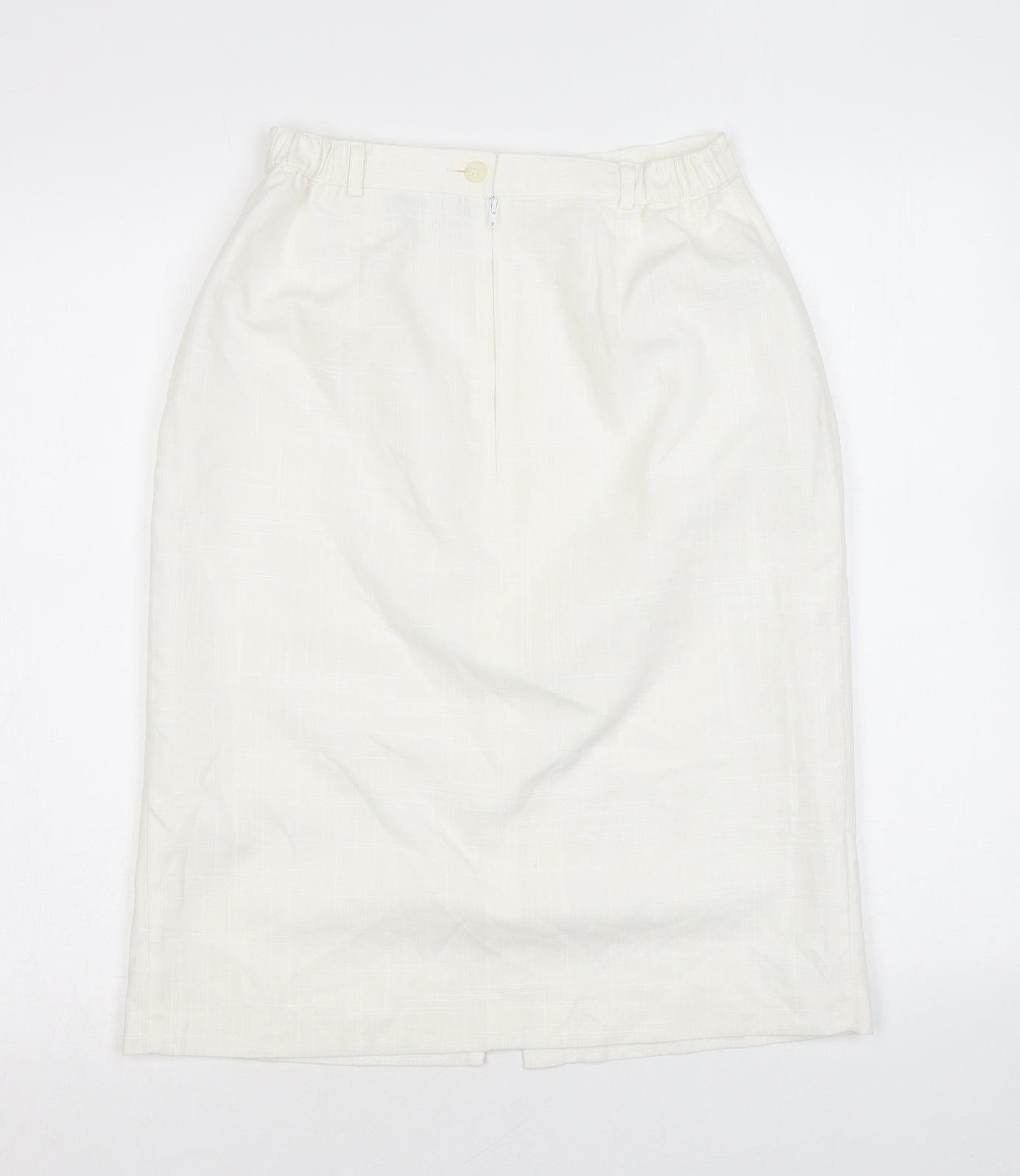 Berkertex Womens White Polyester Straight & Pencil Skirt Size 12 Button
