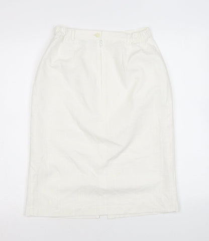 Berkertex Womens White Polyester Straight & Pencil Skirt Size 12 Button