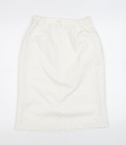Berkertex Womens White Polyester Straight & Pencil Skirt Size 12 Button