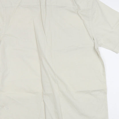 BHS Mens Beige Polyester Button-Up Size S Collared Button