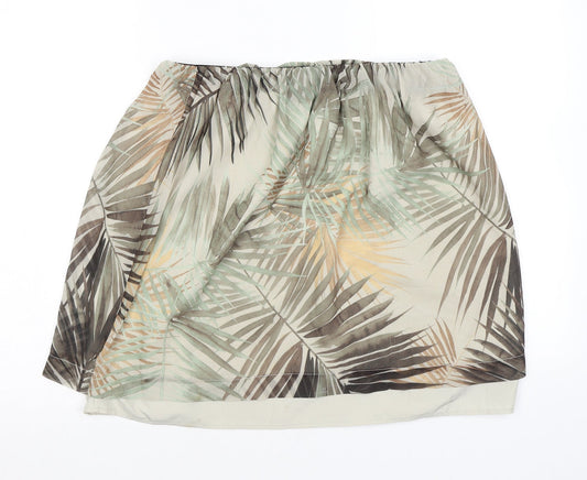 H&M Womens Green Geometric Polyester A-Line Skirt Size 8 - Leaf pattern