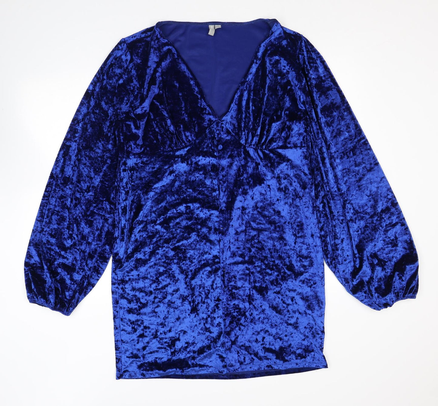 ASOS Womens Blue Polyester Mini Size 18 V-Neck Button